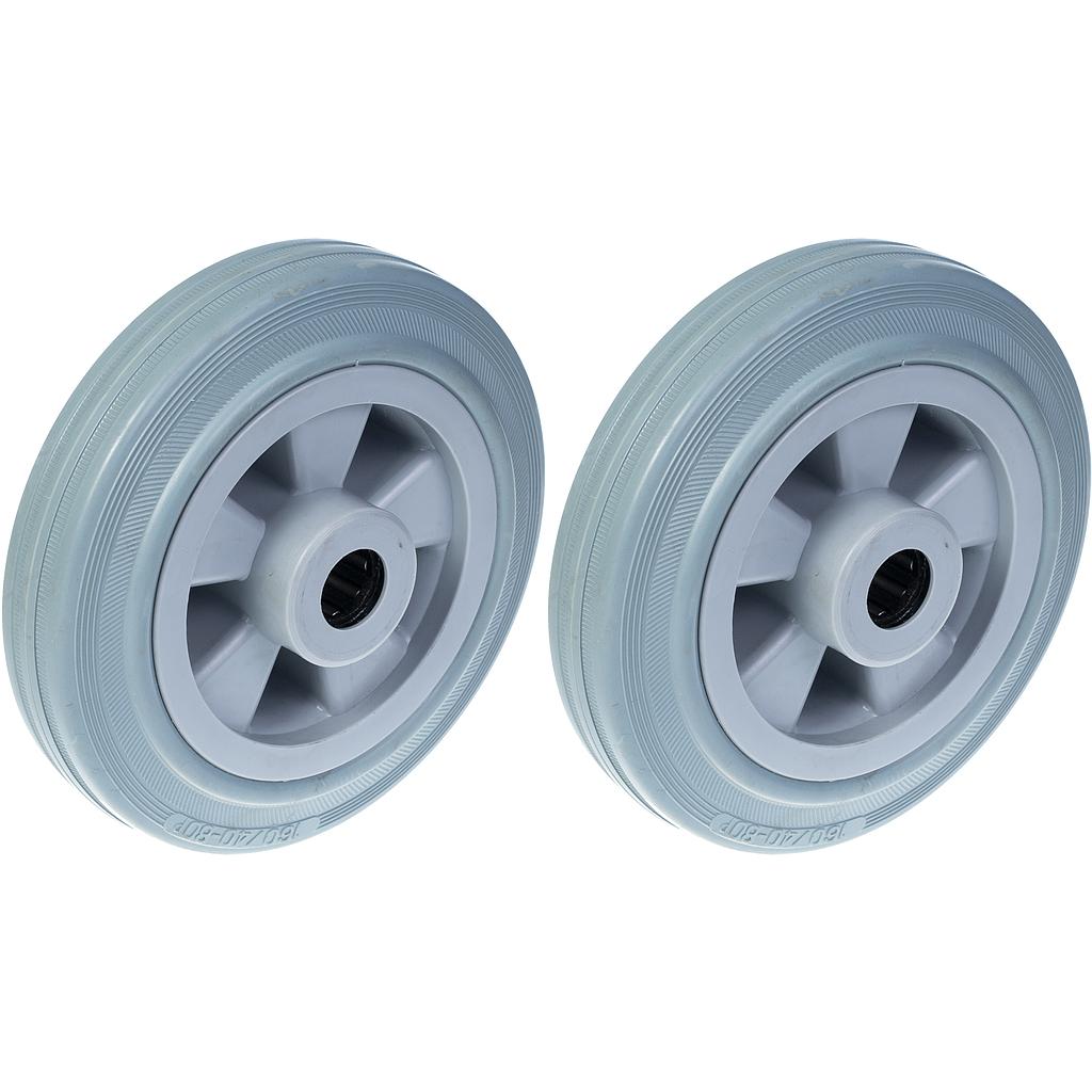 160 mm:n (6 tuuman) pyörä, harmaa kumirengas ja muovinen keskiosa, kantavuus 270 kg, 2 kpl:n sarja