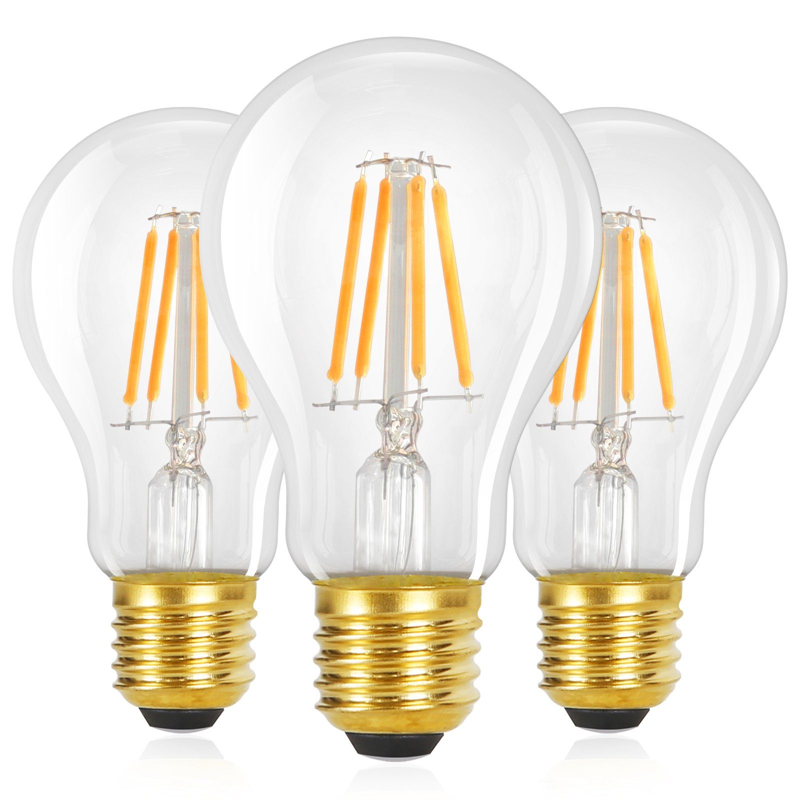 NETTLIFE 3 kpl E27 LED-lamppuja, Vintage A60 Edison 4W 2700K lämmin valkoinen, retrofilamentti, energiansäästö, himmennettävä