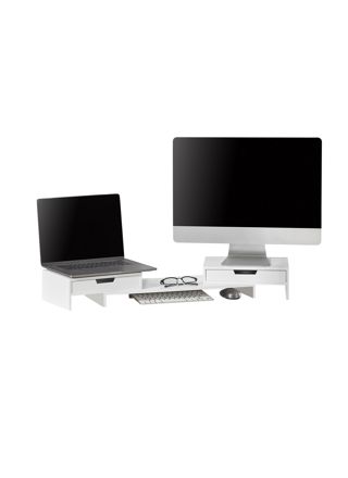 SoBuy 2-näytön puukuitu pöytäteline järjestelijällä BBF04-W