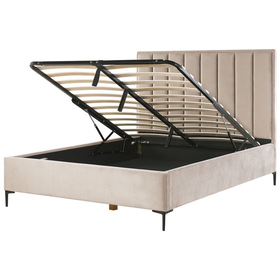 Sänky säilytystilalla sametti SEZANNE 160 x 200 cm Ruskeanharmaa