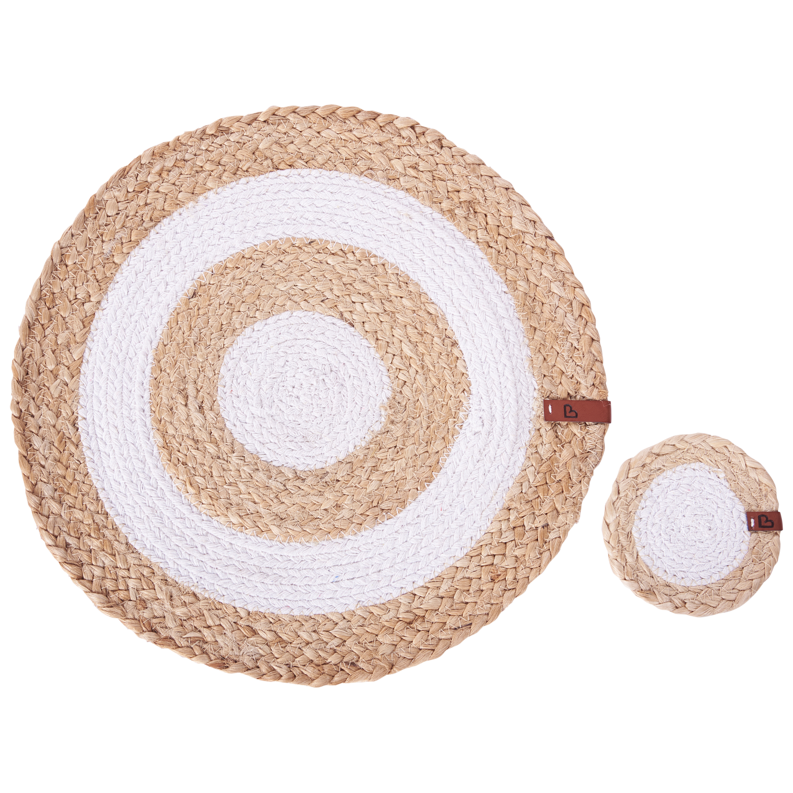 Pöytätabletti- ja lasinalussetti 6+6 TUMERIC Luonnonväri Juutti