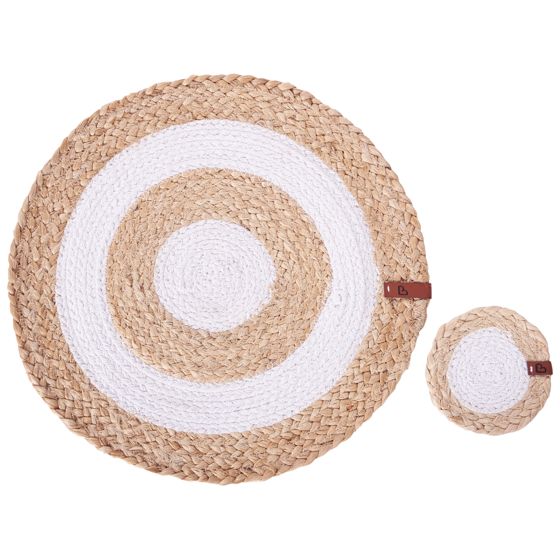 Pöytätabletti- ja lasinalussetti 6+6 TUMERIC Luonnonväri Juutti