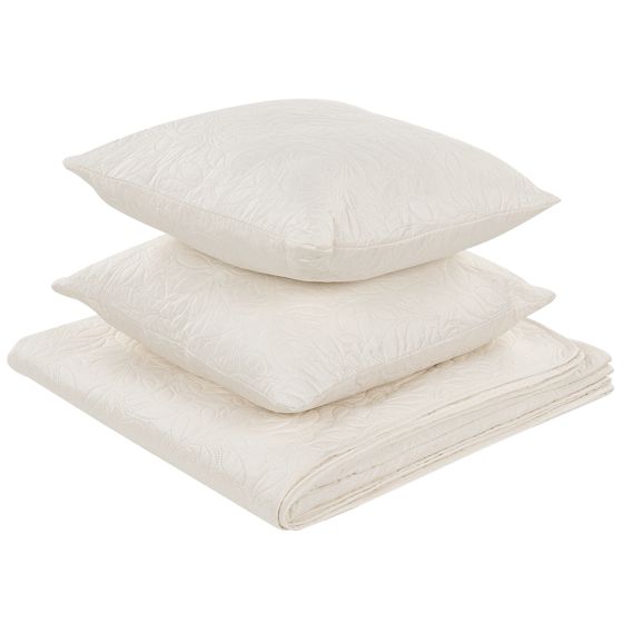 Päiväpeitto ja koristetyynyt RUDKHAN 140 x 210 cm Luonnonvalkoinen