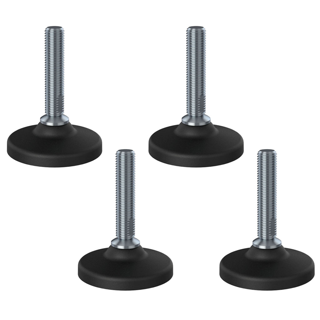 Ruostumaton tasoitusjalka M16x70, 80 mm:n muovialustalla, kantavuus 4000 kg – 4 kpl:n sarja