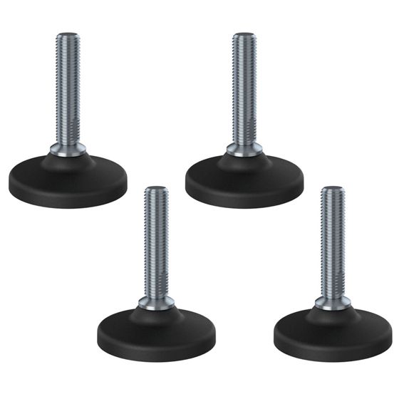 Ruostumaton tasoitusjalka M16x70, 80 mm:n muovialustalla, kantavuus 4000 kg – 4 kpl:n sarja