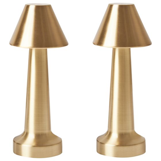 Langaton LED-pöytävalaisinsetti 2 kpl JOANES himmentimellä metalli Kulta