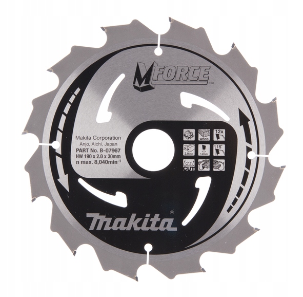 Makita M-Force -Pyörösahanterä 190x30 mm, 12 hammasta