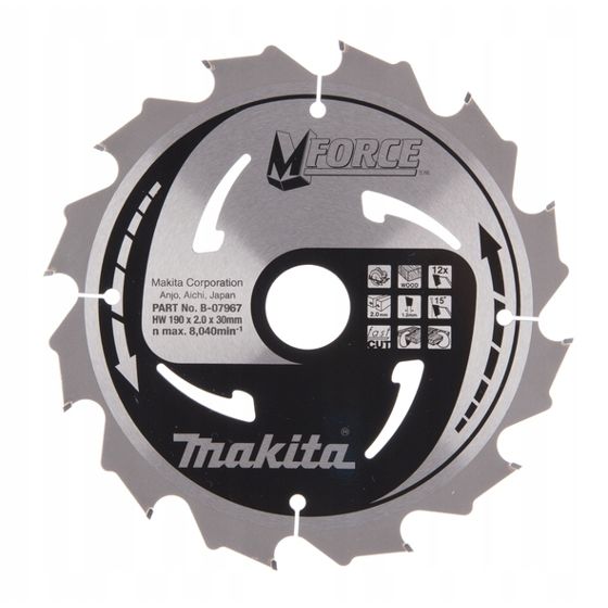 Makita M-Force -Pyörösahanterä 190x30 mm, 12 hammasta