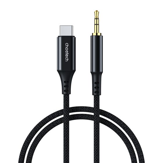 AUX-äänikaapeli USB-C - miniliitin 3,5 mm 1 m - musta