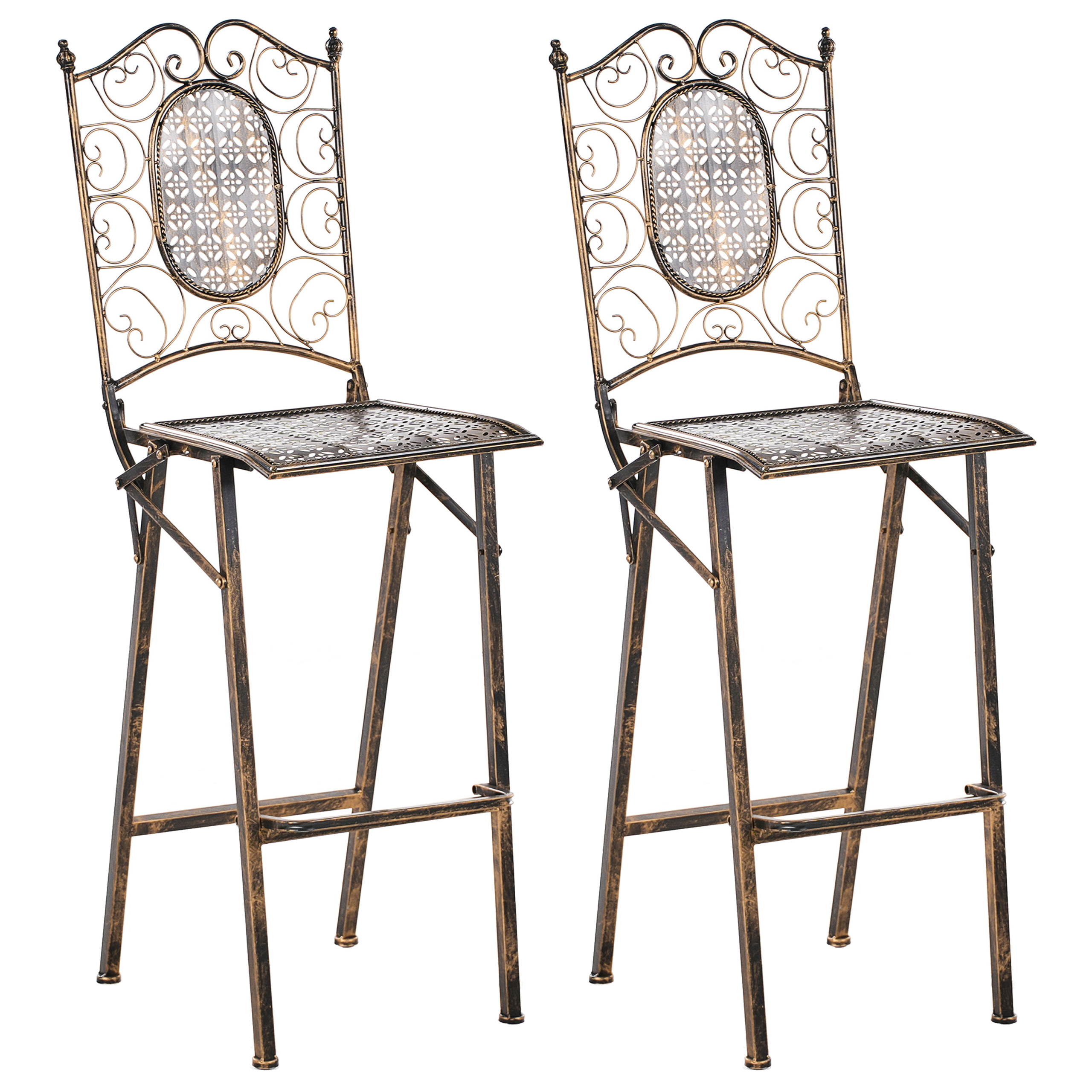 Ulkobaarituolisetti 2 kpl BORMIO kokoontaitettava metalli Musta