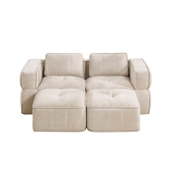 moduulisohva 2-paikkainen beige kangas moderni säilytystilalla varustettu