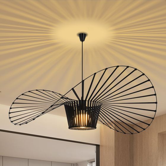 NETTLIFE riippuvalaisin E27, musta moderni, design hattu, halkaisija 140 cm polykarbonaatti, max. 40 W ilman, lamppua