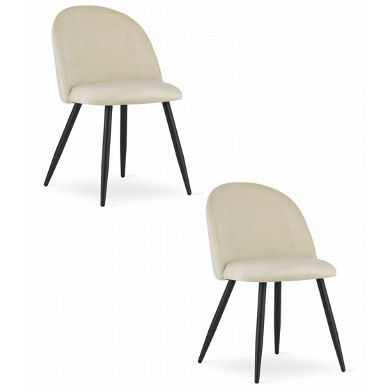 BELLO-tuoli 2 kpl, beige sametti, mustat jalat