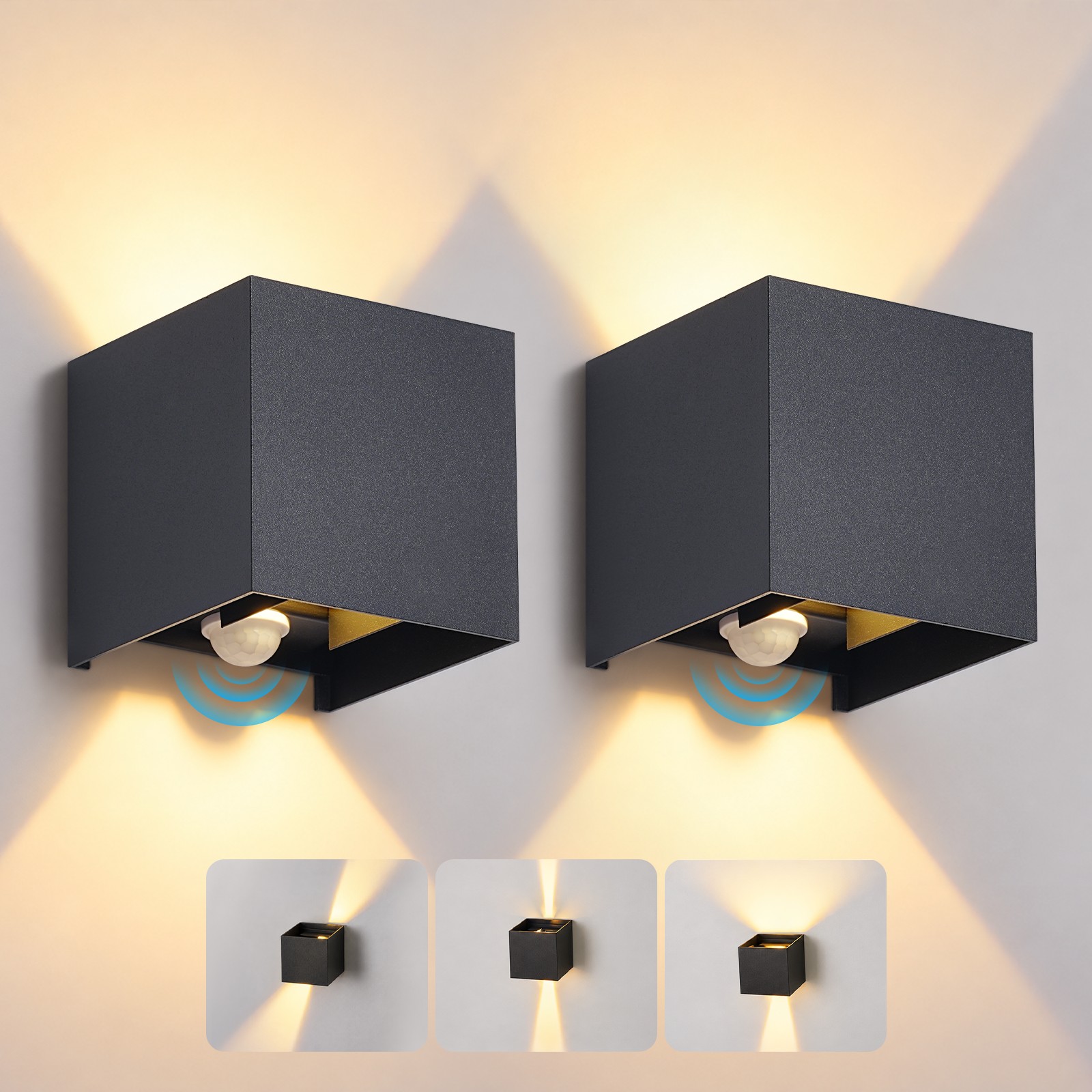 ZMH LED-Seinävalaisin Sisä/Ulko 3000K Musta Seinävalaisin IP54 Up Down -valaistus
