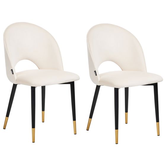 Ruokatuolisetti 2 kpl MAGALIA sametti Vaaleanbeige