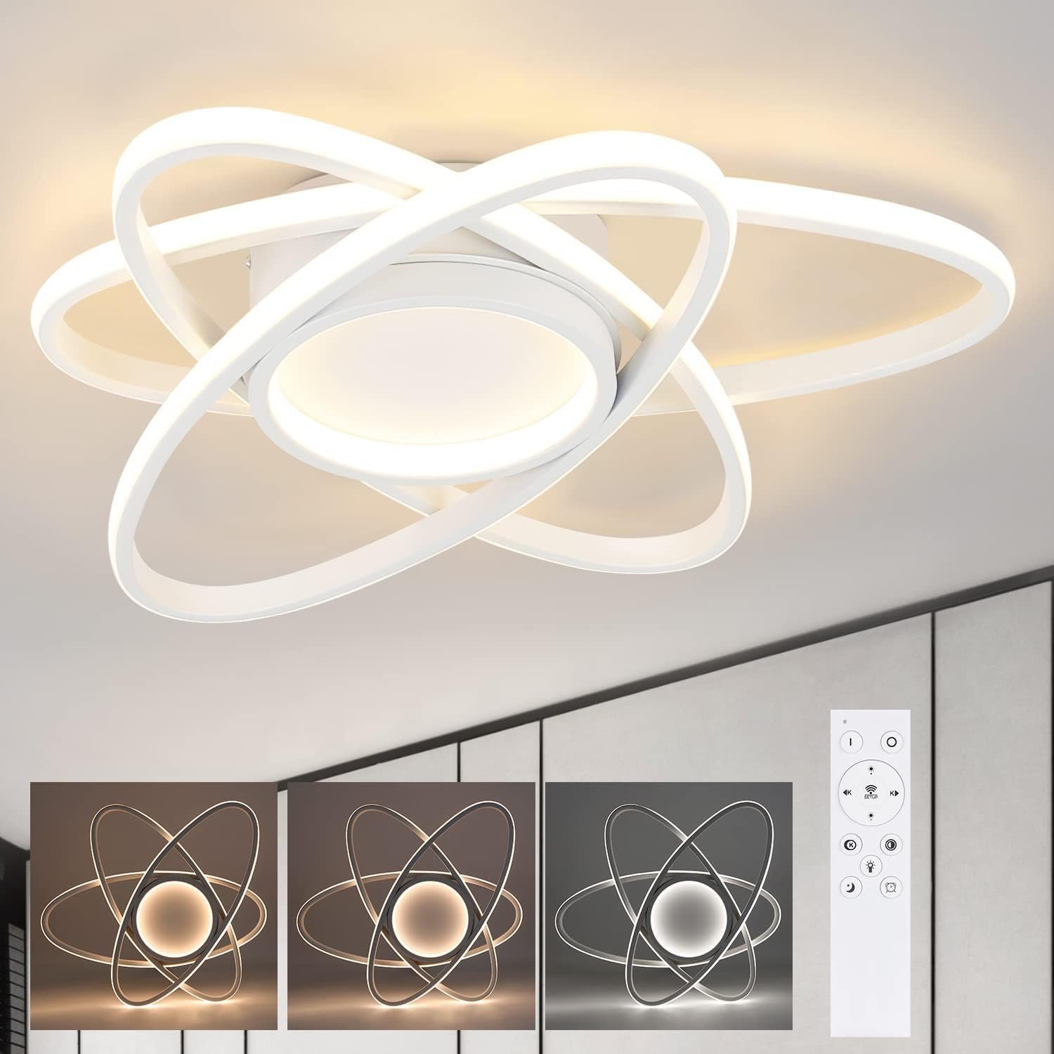 NETTLIFE moderni LED-kattovalaisin kaukosäätimellä 77 W himmennettävä olohuoneen keittiön valaisin makuuhuoneeseen, keittiöön, eteiseen, toimistoon