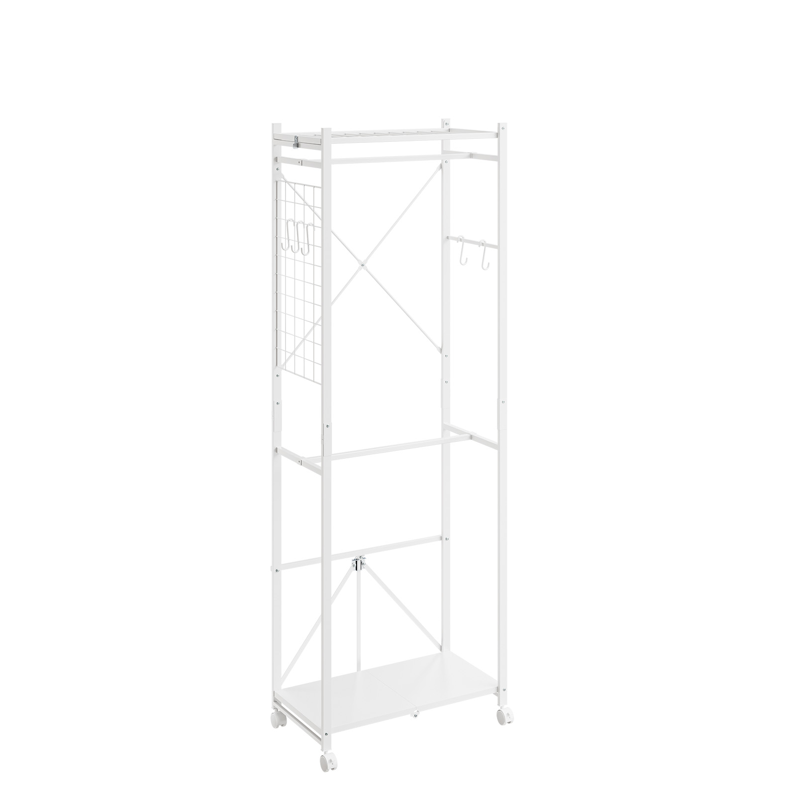 Takki- ja vaateteline pyörillä valkoinen 60.5x32.5x175 cm KLS21-W