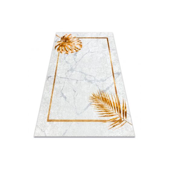 MIRO 51518.806 matto Lehdet, kehyskuviolla liukumaton - harmaa / kultaa 200x290 cm