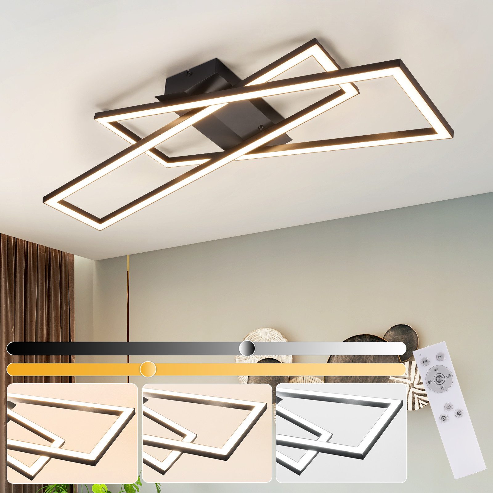 NETTLIFE musta, 36W, himmennettävä, LED - kattovalaisin, olohuoneeseen, , toimistoon, , lastenhuoneeseen