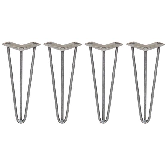 4 x 12" hiusneulan jalat - 3 piikkiä - 10 mm - raakateräs