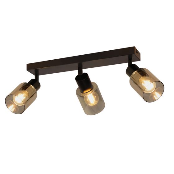 NETTLIFE - kattovalaisin, kohdevalo, 3 liekkiä, musta, teollinen, E14, olohuoneen kattovalaisin