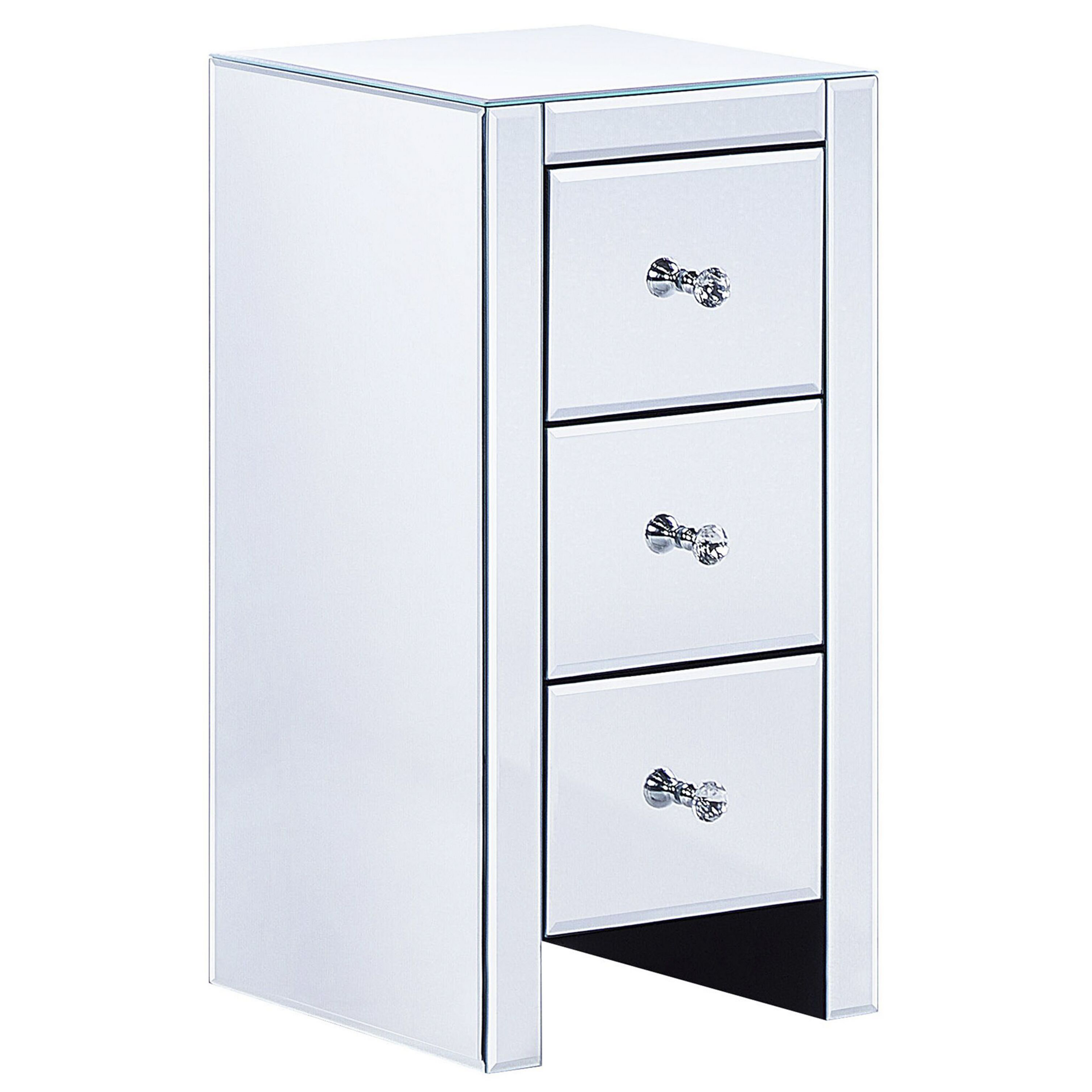 Yöpöytä 3 laatikolla LORRIS lasi Peilattu hopea