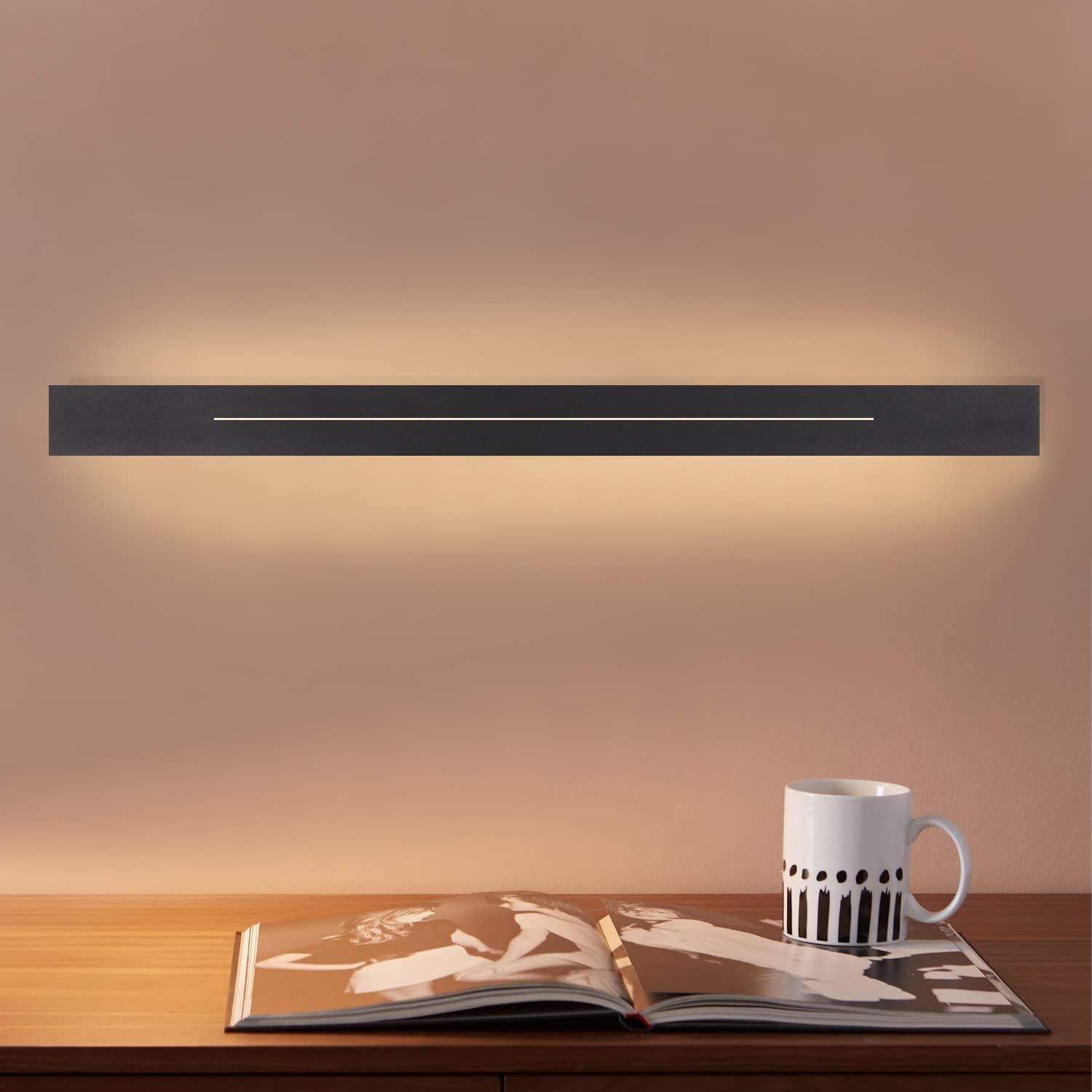 NETTLIFE LED - seinävalaisin, sisätiloihin - moderni, eteisen valaisin, 60cm, olohuoneen valaisin, 20W, eteisen valaisin, makuuhuoneeseen musta