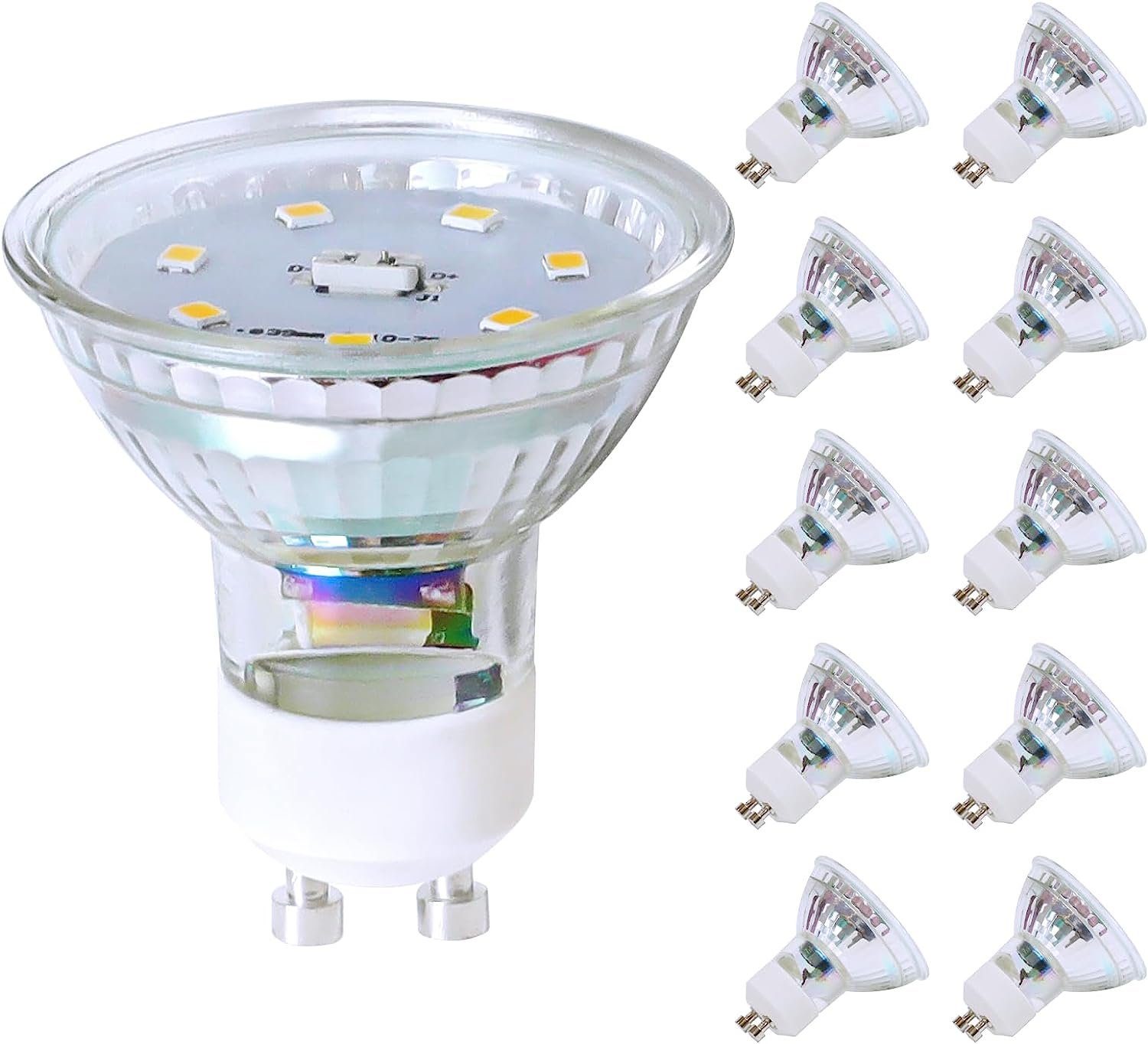 ZMH 10 x 5 W energiansäästö-LED-lamppua, 110°:n valokulma, heijastinvalaisin, 4000 K