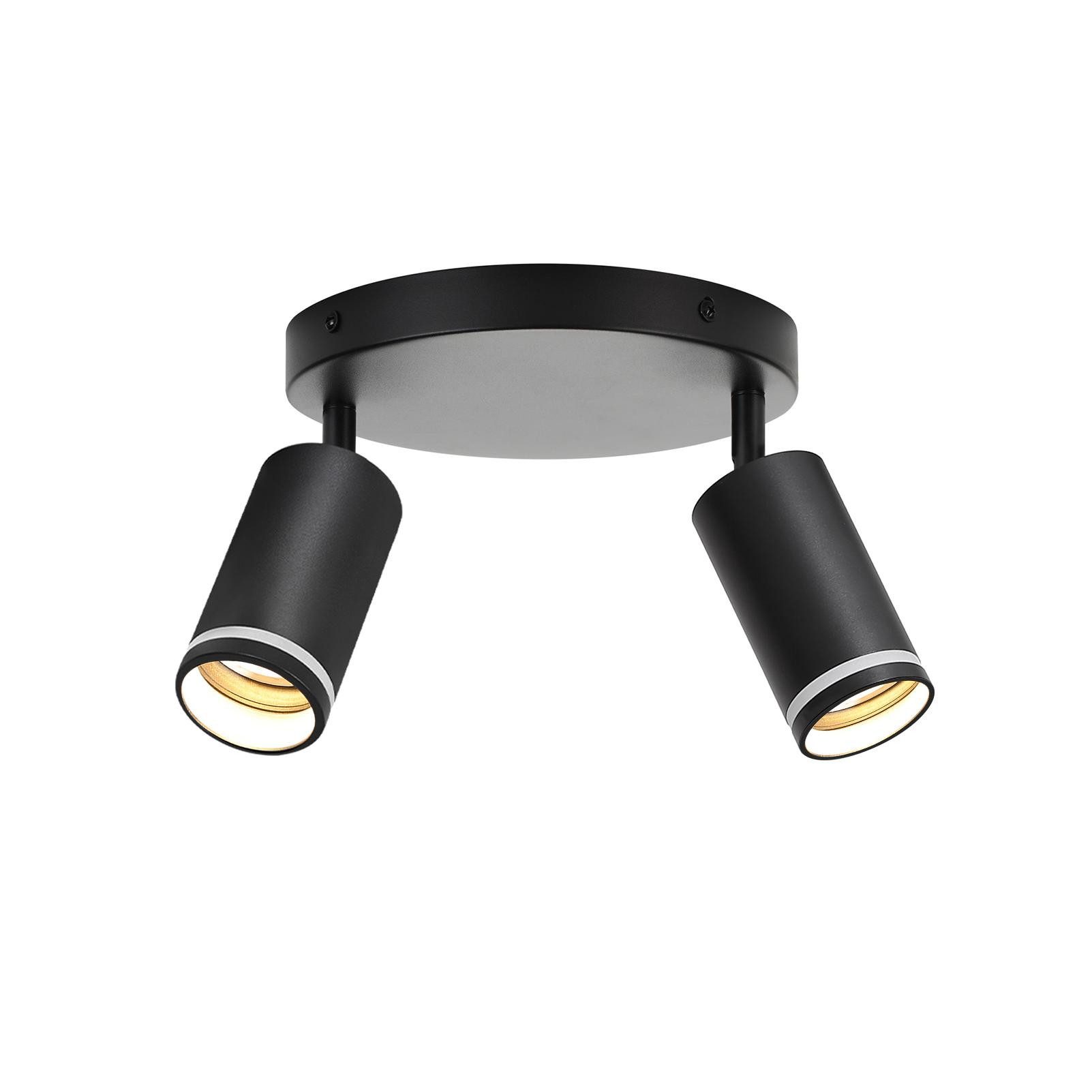 NETTLIFE LED-kattovalaisin 2 liekkiä - musta kattovalaisin GU10 kääntyvä kohdevalo puinen ilman lamppua