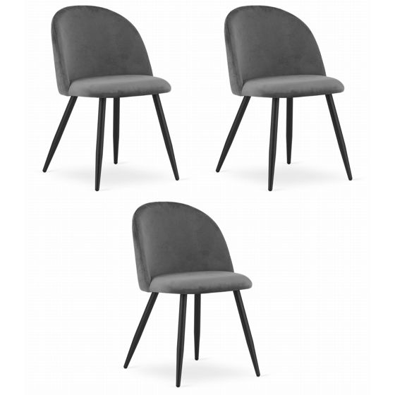 BELLO-tuoli, tummanharmaa sametti, mustat jalat (3 kpl)