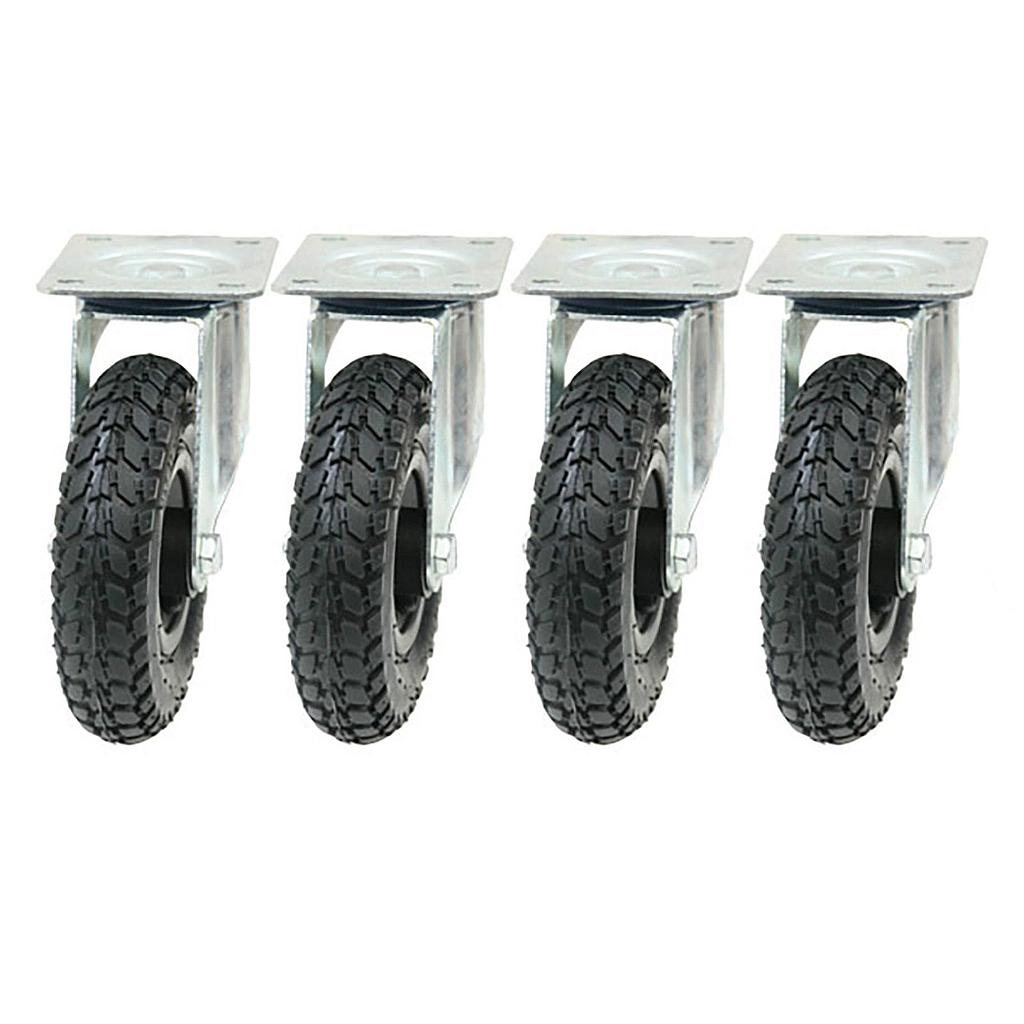 4 kpl:n sarja - 200mm Muovinen pneumaattinen kääntyvä pyörä 100Kg.