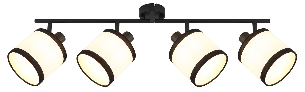 NETTLIFE 4-lamppuinen musta kattovalaisin vintage kangas e14 led 350° kääntyvä makuuhuone olohuone keittiö toimisto eteinen ilman polttimoa