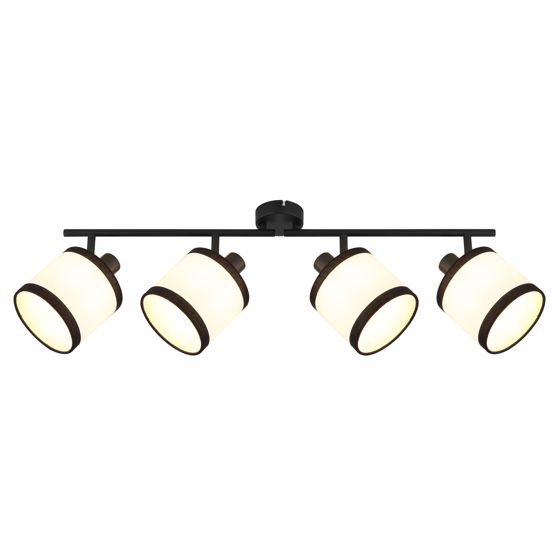 NETTLIFE 4-lamppuinen musta kattovalaisin vintage kangas e14 led 350° kääntyvä makuuhuone olohuone keittiö toimisto eteinen ilman polttimoa