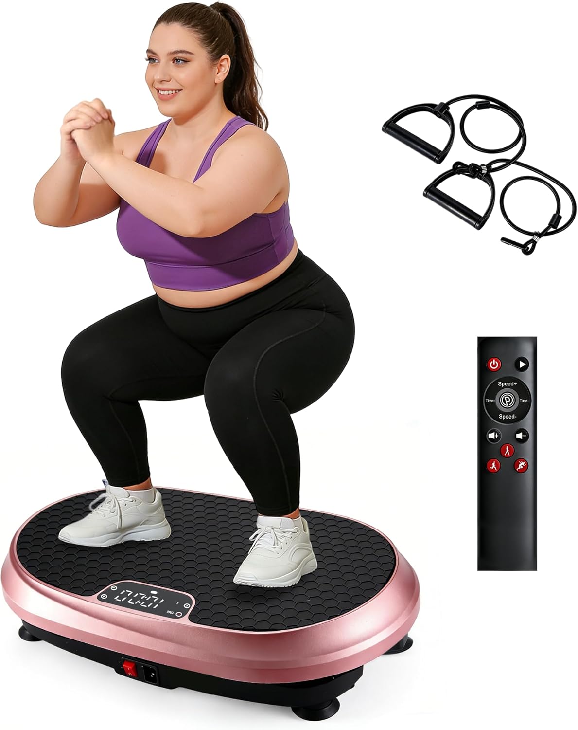 ZMH 200 W:n tärinälevy, 199 säädettävää tehotasoa, 5 ohjelmaa, sisäänrakennettu kaiutin, maks. 150 kg