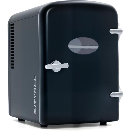 NETTLIFE Minijääkaappi 4L Pieni jääkaappi 12V 230V Ihanteellinen auton makuuhuoneeseen, leirintäalueelle, toimistoon ja matkoille (musta)