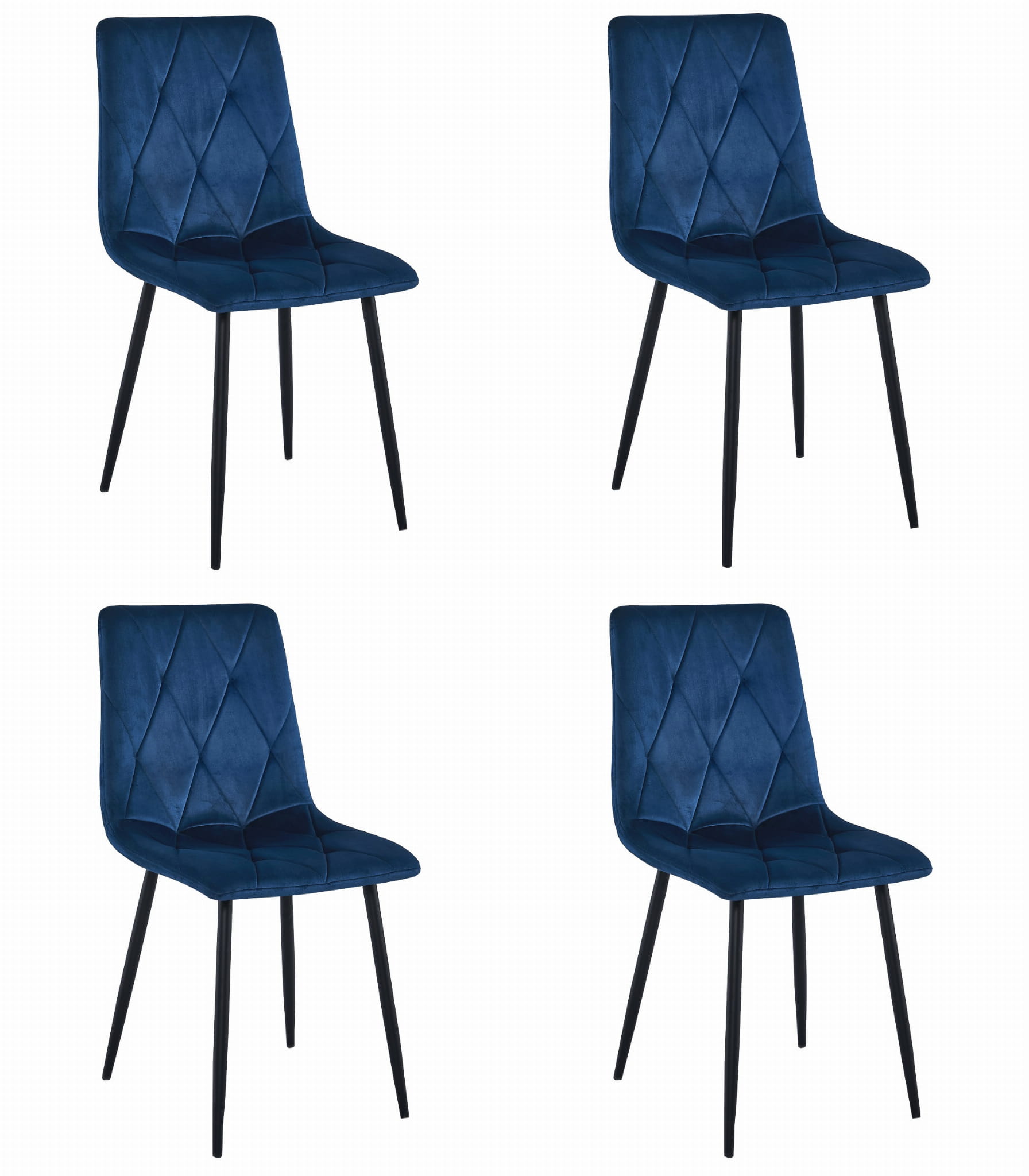 LIBRA-tuoli, tummansininen sametti, mustat jalat (4 kpl)