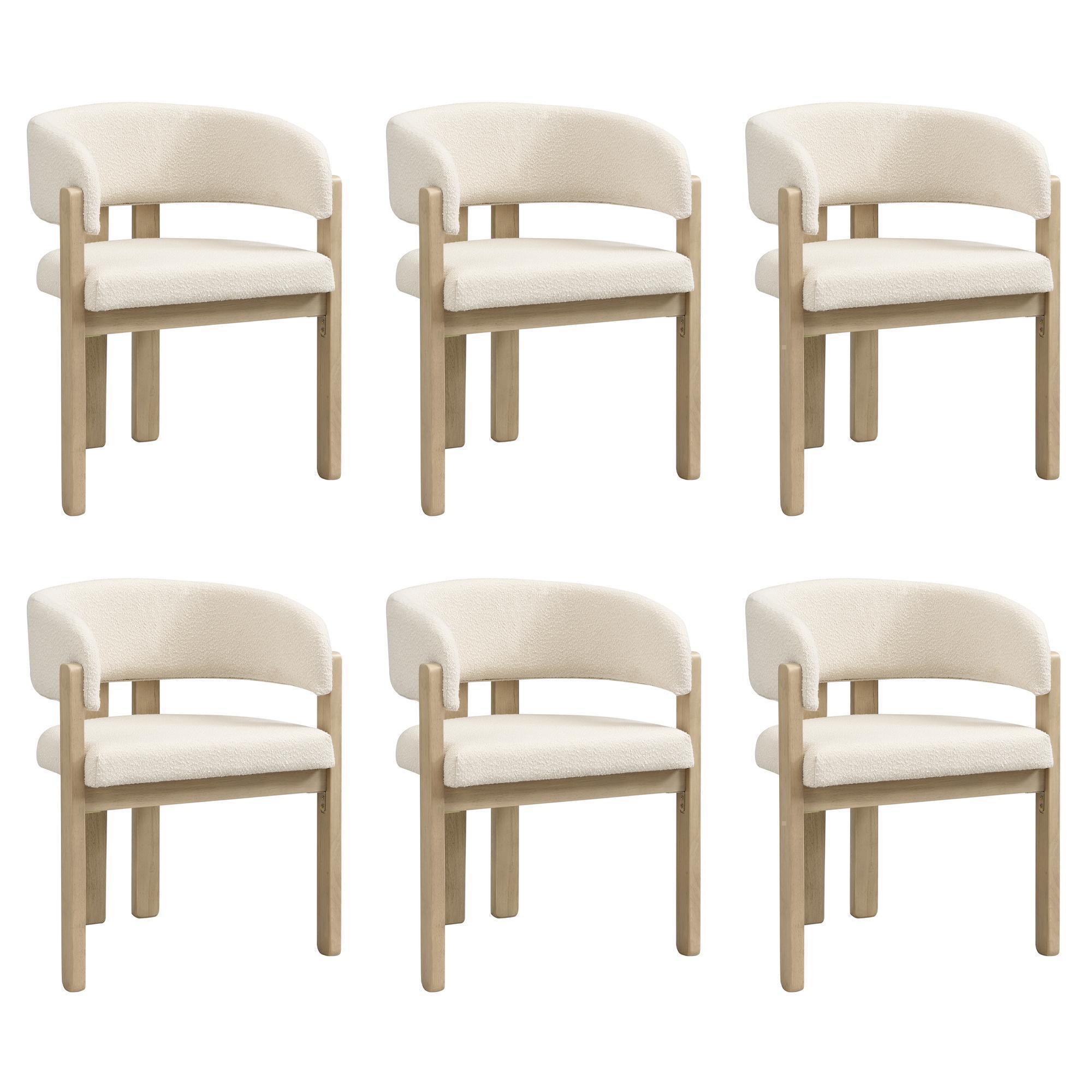 Käsinojallinen tuoli 6 kpl, bouclé, luonnonvärinen