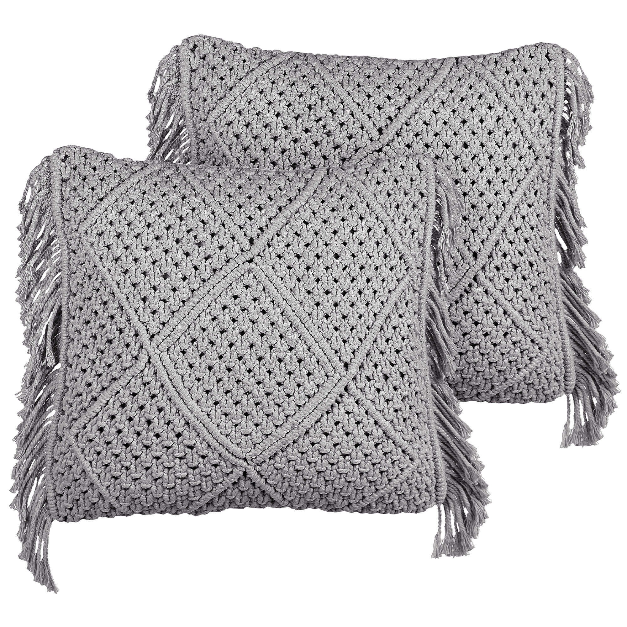 Koristetyynysetti 2 kpl BESHAM 45 x 45 cm Puuvilla Harmaa Geometrinen kuvio