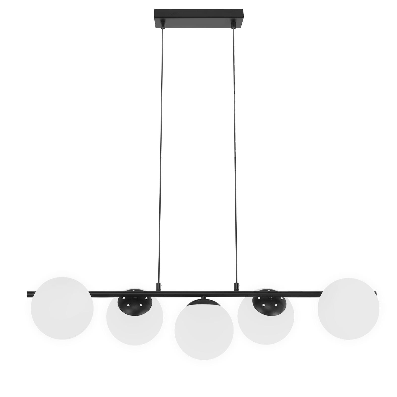 NETTLIFE-riippuvalaisin musta E27 lasinen riippuvalaisin 5 liekkiä moderni ruokailuhuoneen valaisin 150 cm