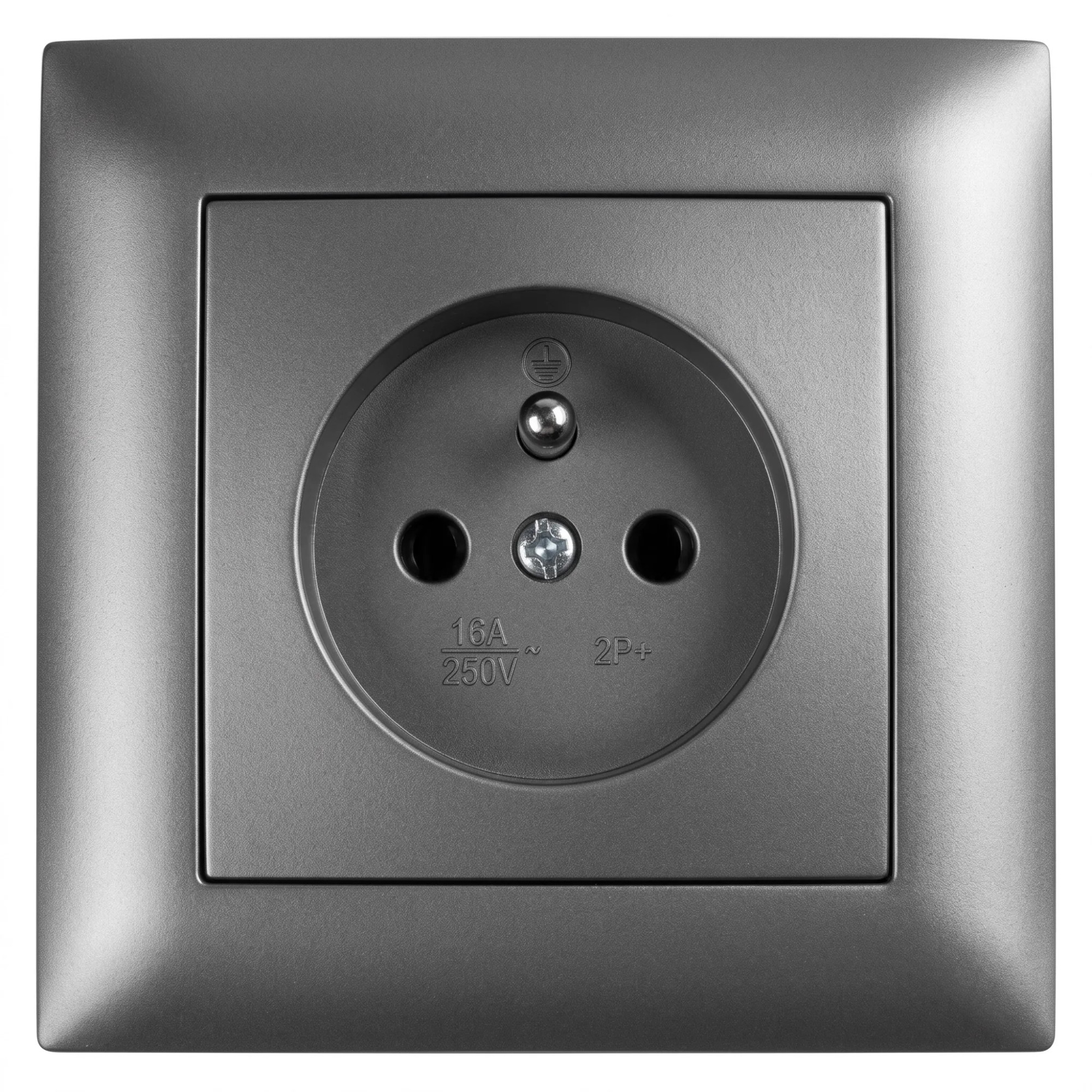 Toolight Yksiosainen maadoitettu pistorasia JNH001-G + kehys Harmaa 4, 3x8, 4x8, 4cm
