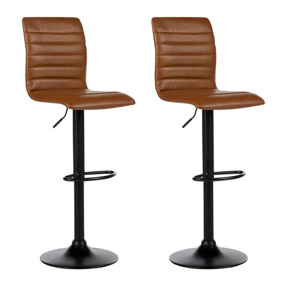 Baarituolisetti 2 kpl LUCERNE keinonahka pyörivä Kullanruskea