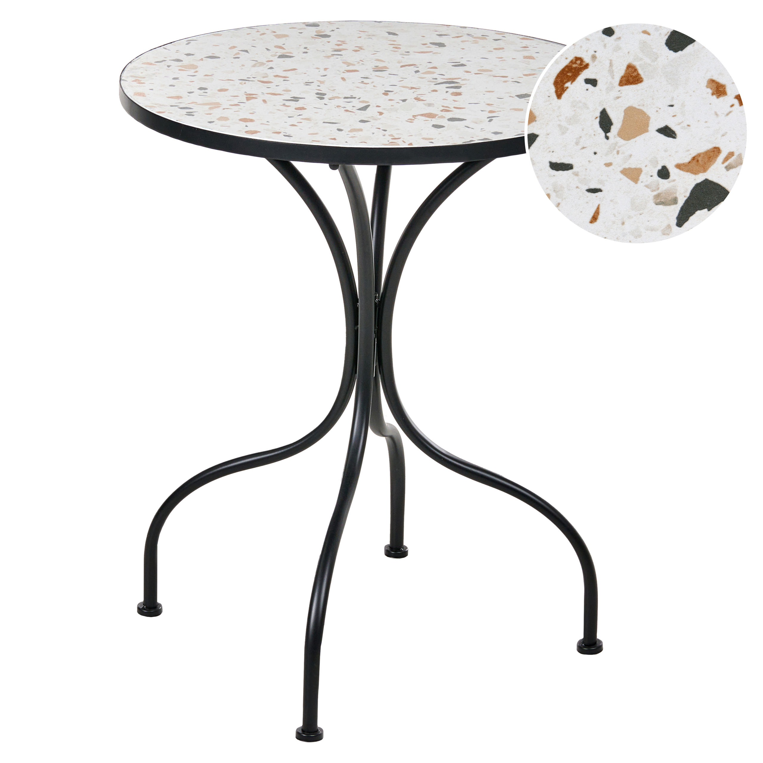 Bistropöytä ARTENA 60 cm 60 cm Terrazzo-kuvio metalli Musta