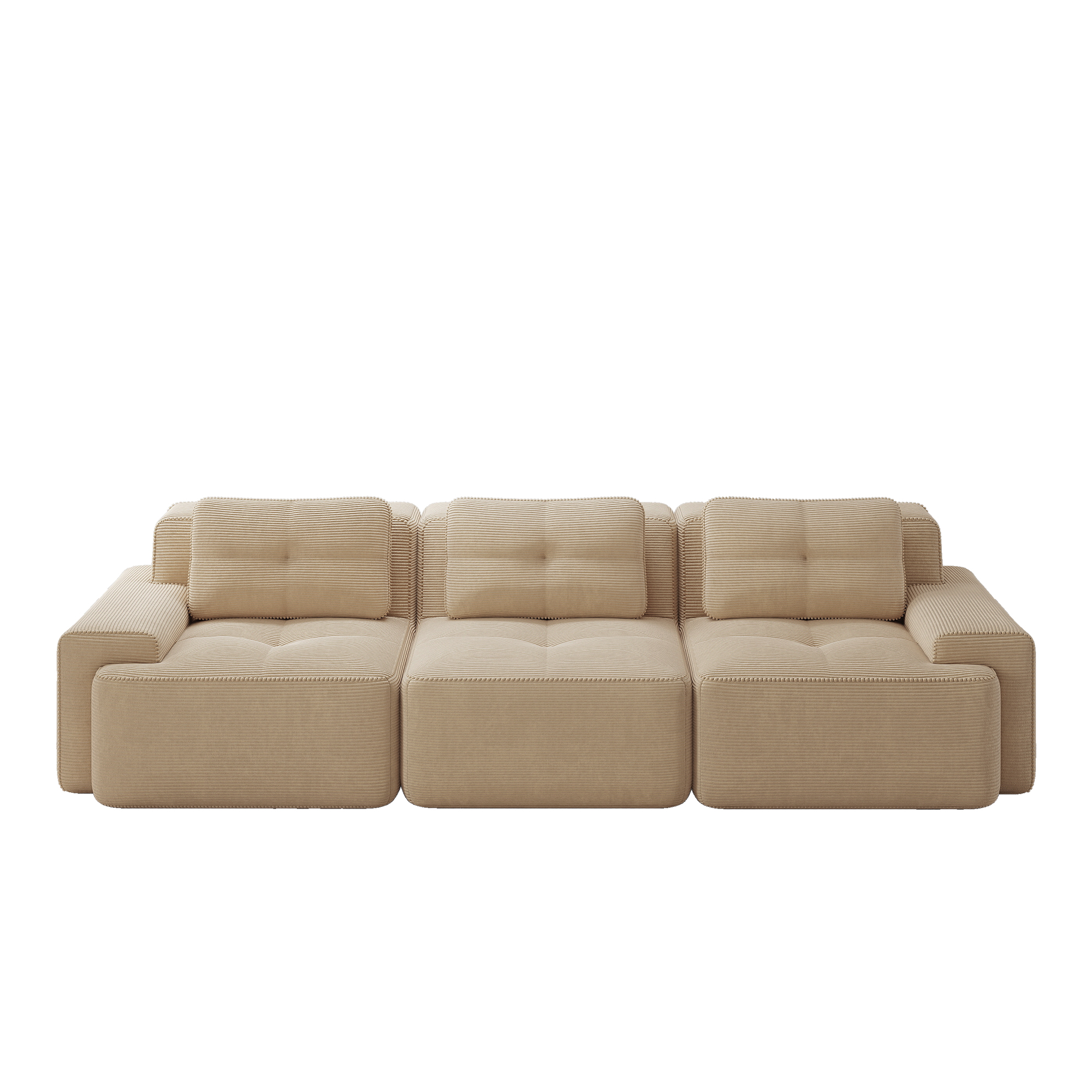 moduulisohva 3-paikkainen beige kankas moderni säädettävä