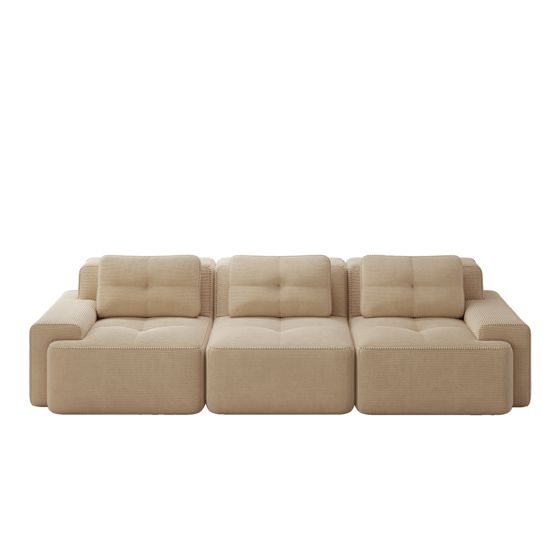 moduulisohva 3-paikkainen beige kankas moderni säädettävä
