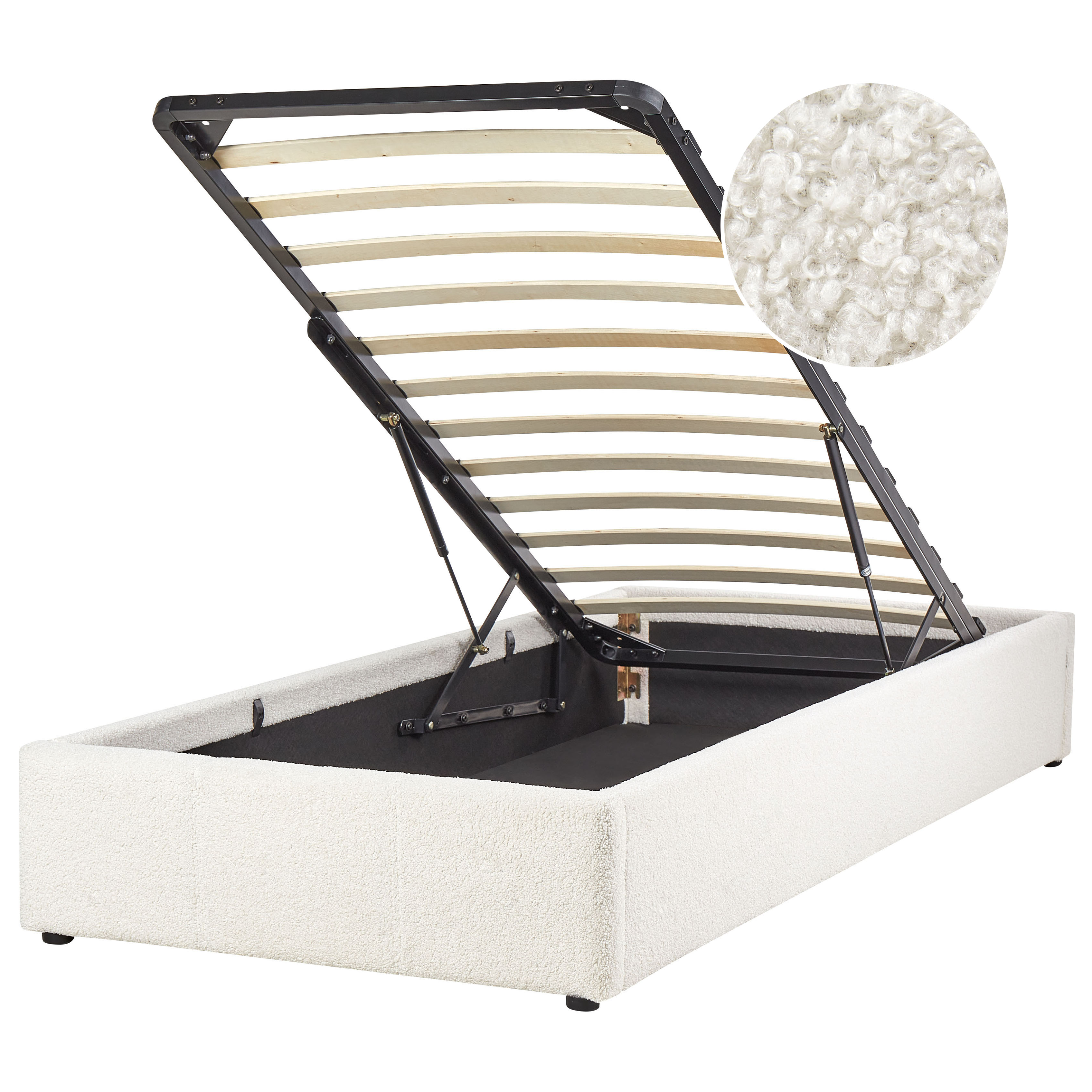 Sänky buklee säilytystila luonnonvalkoinen 90 x 200 cm DINAN