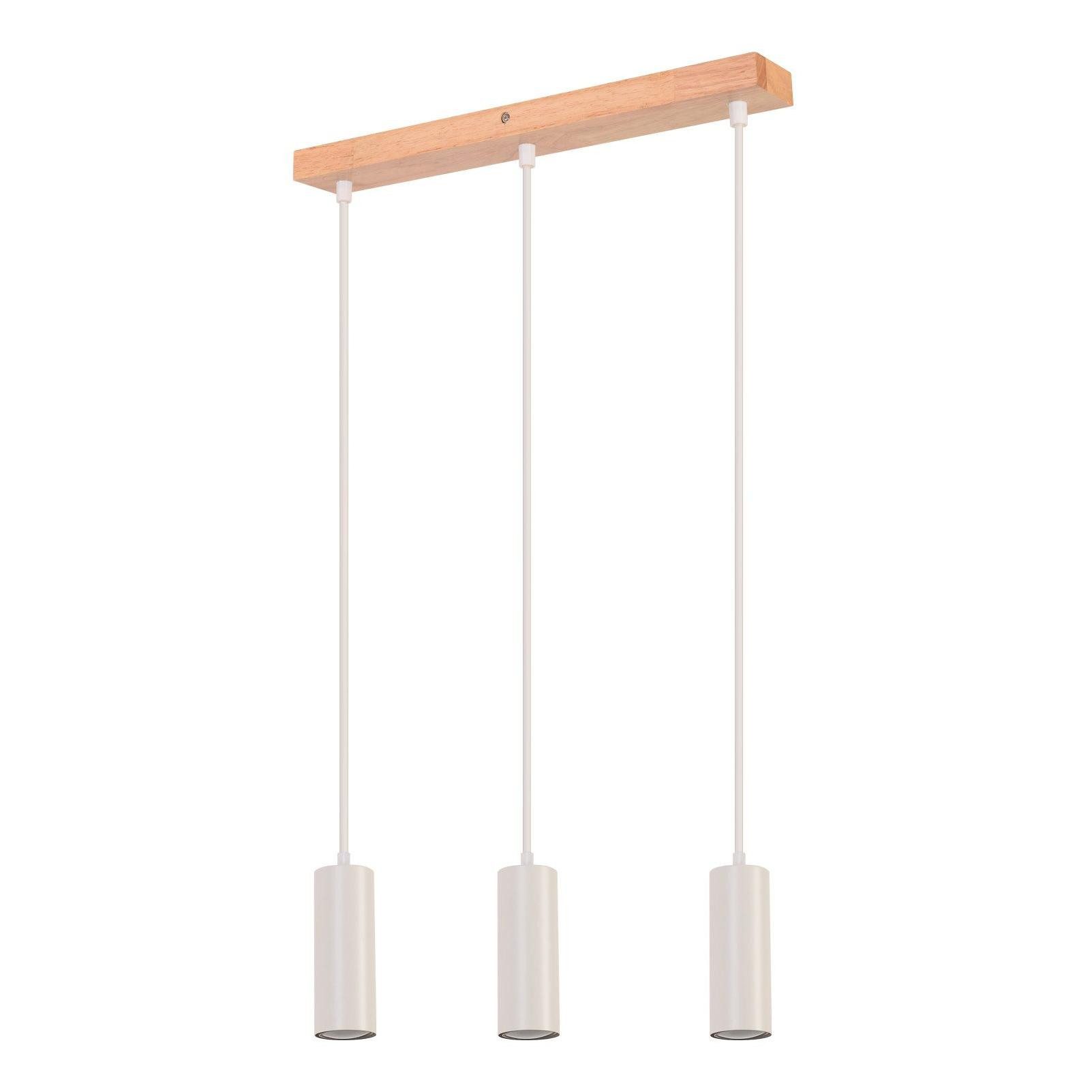 NETTLIFE Vintage, GU10, valkoinen puinen riippuvalaisin, ruokapöydälle, 3 liekkiä