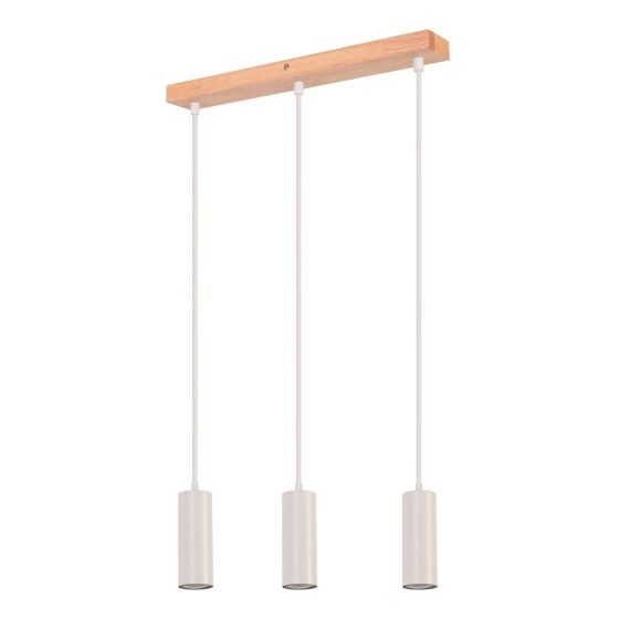 NETTLIFE Vintage, GU10, valkoinen puinen riippuvalaisin, ruokapöydälle, 3 liekkiä