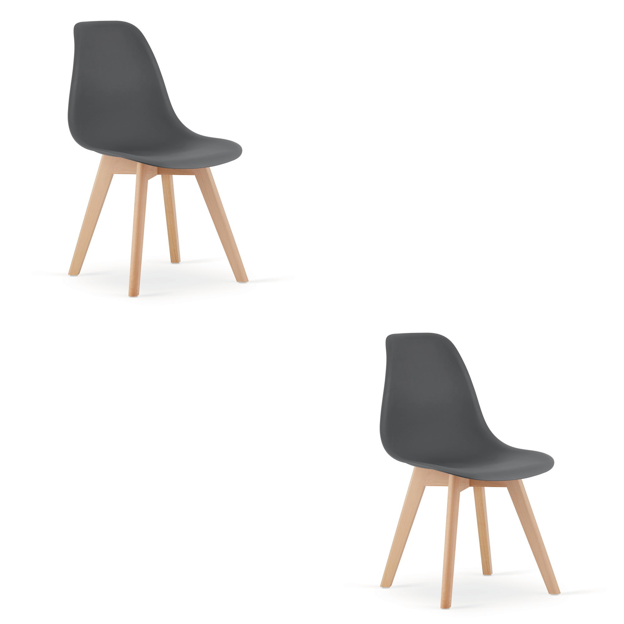 OSKAR KITO, tuoli, tummanharmaa, luonnonväriset jalat (2 kpl)