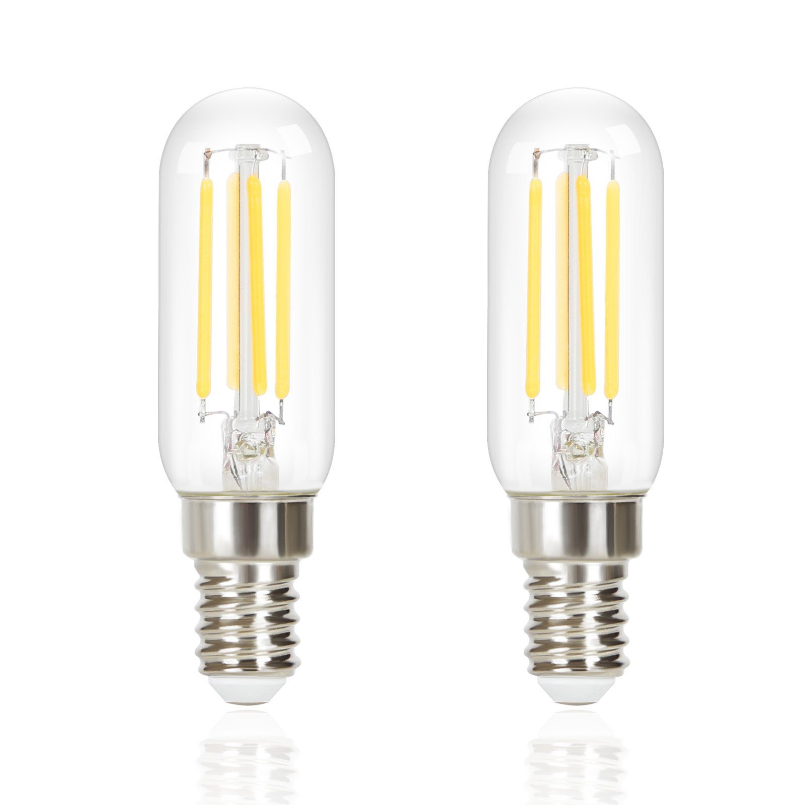 NETTLIFE 2 kpl E14 LED-lamppuja, viileän valkoinen, Vintage T25, 4W, 6000K, energiansäästölamppu, Edison-tyylinen, lasiseen liesituulettimeen