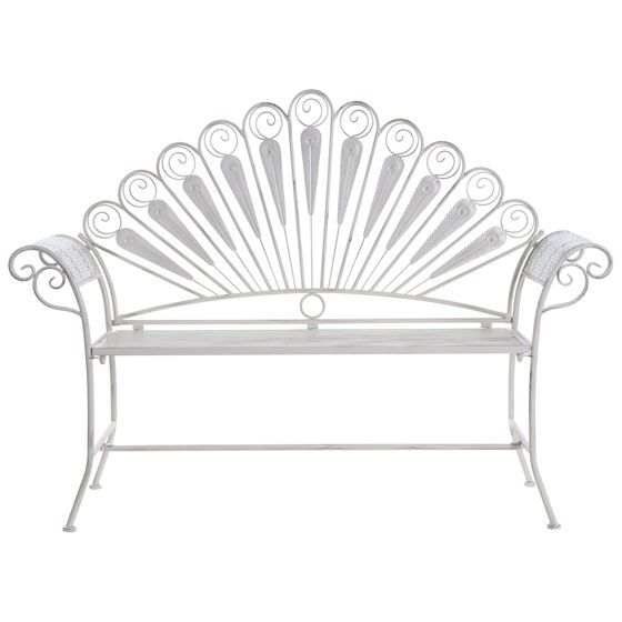 Puutarhapenkki PAVIA 146 cm Metalli Luonnonvalkoinen